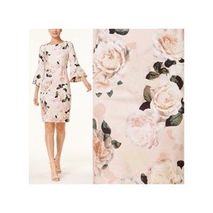 Calvin Klein Floral Bell Sleeve Sheath Dress Sz 6